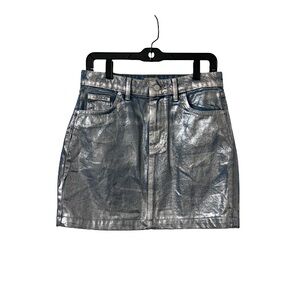 Pilcro Silver Metallic Mini Skirt